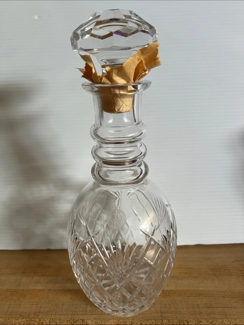 Wedgwood Clear Crystal Cut Glass Decanter with Faceted Stopper